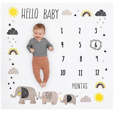 China Custom Viable Newborn Cotton Flannel/Muslin Baby Month Blanket Personalized Monthly Baby Milestone Blankets for sale