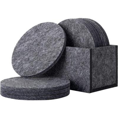 China Sustainable Coasters High Quality Eco-Friendly 100% Biodegradable Absorbent Felt Coasters For Drinks Bar Home 4 Inch Black Round Coasters for sale