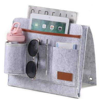 China Viable Bedside Cart Bag Felt Bed Sofa Magazines Books Organizer Hanging Storage Bag for Home College Dorm Bed Fences Sofa Bunk for sale