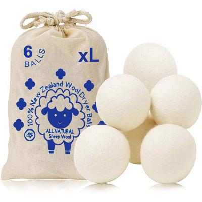 China 6 Pack XL Laundry Dryer Balls Wool Dryer Cleaning Balls, Natural Organic New Zealand Wool Fabric Softener Shorten Drying Time Baby Safe for sale