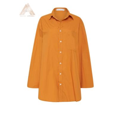 China Soft/Hand Wash/Breathable Wholesale Sexy ALLICA Shirt Dresses Simple Shirt Dresses For Women Ladies Casual Orange Shirt Dress for sale