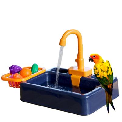 China Stocked Parrot Perch Perch Pet Bird Bath Cage Basin Parrot Shower Basin Birds Accessories Parrot Toy for sale