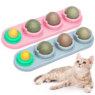 China Stocked For Cats Snack Rotating Edible Balls Rechargeable Dental Treats Worry Wall Ball Catnip Toys for sale