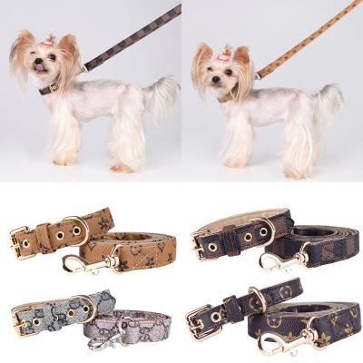 China Custom Brand Dog Collar Custom Outdoor Leather Leash Classic Type Pet Collars For Dogs And Cats for sale