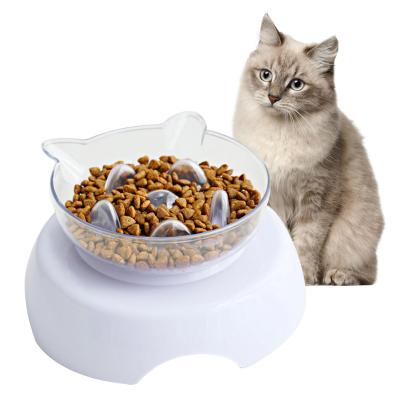 China Slow Sustainable Pet Cat Drinking Bowl Transparent Removable Feeder Bowl Plastic Water Feeder for sale