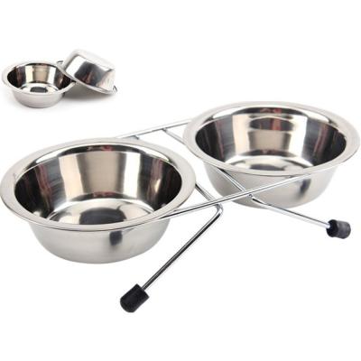 China Sustainable Stainless Steel Bowl And Holding Double Pet Bowl For Dog And Cat Food Storage for sale