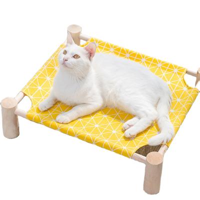 China Cooling Elevated Cat Bed House Cat Hammocks Wooden Pet Bed for sale