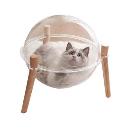 China Waterproof Acrylic Transparent Soft Pet Bed Cat Furniture Cat Furniture Beds Wooden Pet Bed for sale