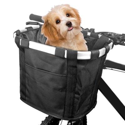 China Breathable Portable Bike Pet Carrier Bags Pet Bicycle Basket for sale