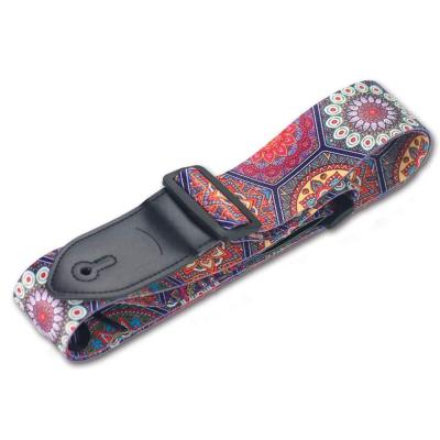 China Viable Different Style Adjustable Sublimation Custom Sublimation PU Leather Finishes Polyester Guitar Straps for sale