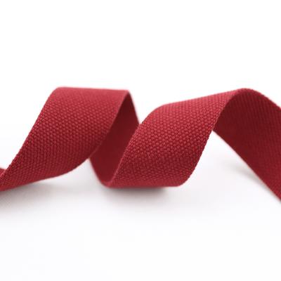 China Color Stability Logo Custom Color Natural Recycled Cotton Plain Weave Seam Fold Over Twill Webbing Herringbone Tape for sale