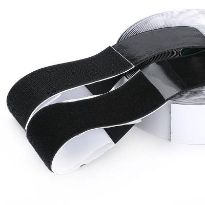 China Durable Heavy Duty Double Sided Fastening Black White Roll Strong Sticky Self Adhesive Hook And Loop Tape for sale