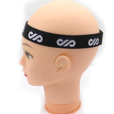 China Custom Shiny Killer Soft And Flexible Edge Logo Printed Soft Polyester Nylon Adjustable Wig Elastic Band For Headband for sale