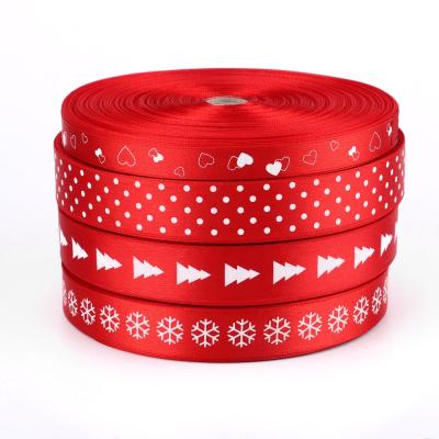 Cina Eco-friendly 10mm 15mm 20mmWholesale Custom Printed Soft Roll Gifts Bands And SatinRibbon Webbing For Christmas in vendita