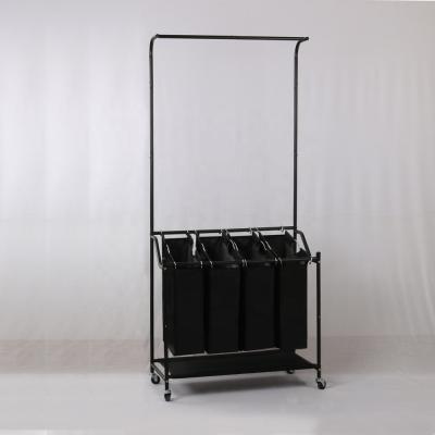 China Minimalist 4-Bag Laundry Hamper Sorter with Hanging Pole for sale