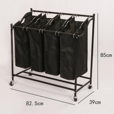 China Minimalist Laundry Hamper Sorter with Heavy Duty Rolling Wheels for Clothes Storage 4 Bag Laundry Sorter Cart for sale