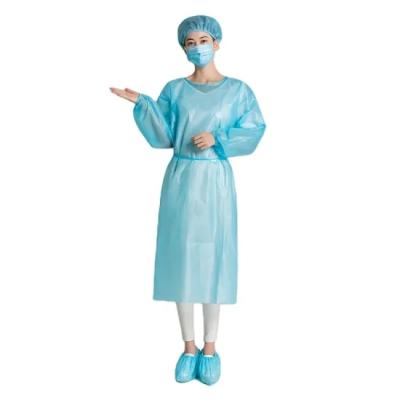 China Isolation Gown With Elastic Cuff Hospital Operation Non Woven Isolate pp Pe Pe Laminated Medical Disposable Surgical Gown for sale