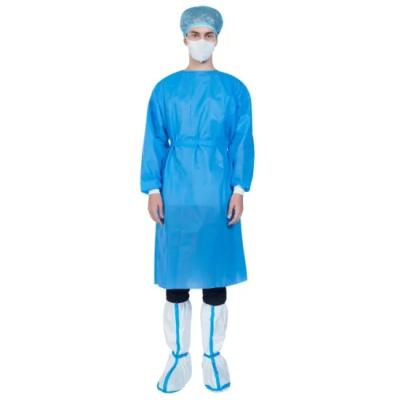 China Isolation Gown With Elastic Cuff Surgery Sms Gown Knitted Cuff Disposable Surgical Hospital Reinforced Sterile Nonwoven Level 2 Isolation Gowns Aami Isolation for sale