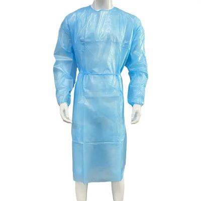 China Isolation Gown With Elastic Cuff Operation Pe PP Surgical Gowns Gawn Isolate Gown Sterile Disposable Waterproof Medical Level 1 With Cuffs for sale