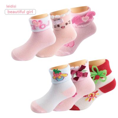 China Three Pairs Decorative Socks Manufacturer Supply Washed Kids Cute Three Pairs Decorative Children Fashion Socks for sale