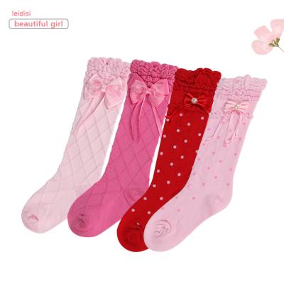 China Hot Selling Fashion Kids Long Tube Socks Jeweled Soft and Comfortable Knee Bangs Long Tube Beads Girls Ornament Socks for sale