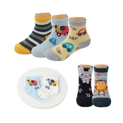 China Two Pairs Baby Socks Design Baby Socks Boy Girl Baby Kids Socks Print Striped Cartoon Animal Socks for sale