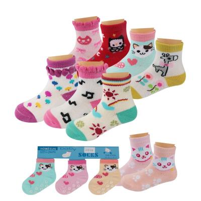 China Three Pairs Toddler Child Non-Slip Anti-skid Sock Print Fashion Socks Knit Socks for sale