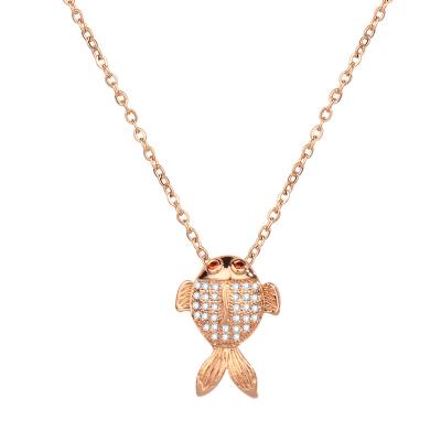 China YUAN XIN CHENG Rose gold FASHIONABLE necklaces sell as hot fashion and personalized goldfish diamond-studded mini necklaces for sale