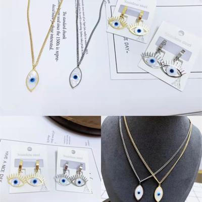 China Fashion Europe and America European and American Devil Eyes Stainless Steel Necklace Earrings Hand for sale