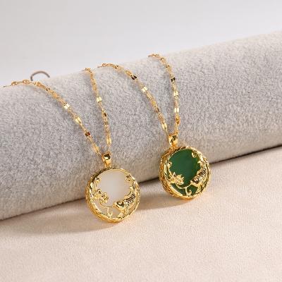 China Retro High Quality 18K Gold Simple Female Brocade Ornaments Necklace Fashion Titanium Steel Female Sweet Dangle Carp for sale