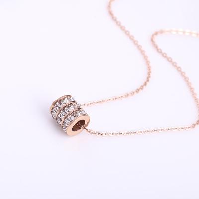 China 2021 Fashion Trendy Soft Titanium Steel Pendant Necklace For Women Rose Gold Clavicle Chain For Women for sale