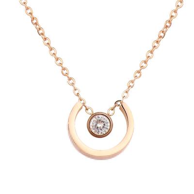 China Europe and America Rose gold stainless steel geometry necklace is indelible for sale