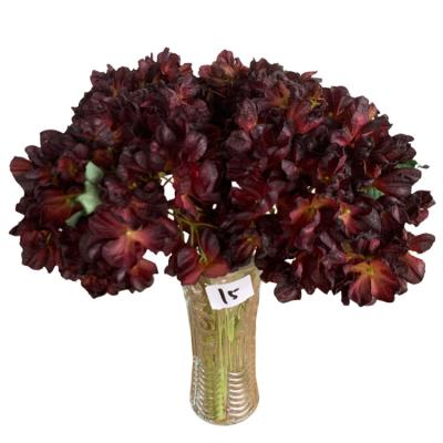 China New Look Style Burgundy Flower Dried Artificial Dried Preserved Fake Dried Hydrangea Flowers for sale