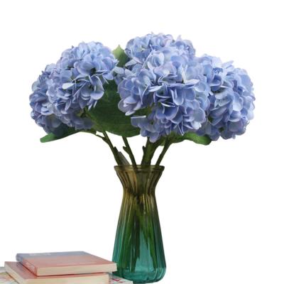 China Real Touch 2022 Sky Blue Hydrangeas Hot Selling Faux Silk Hydrangea Real Look Flowers for sale