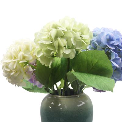 China New Arrival Artificial Real Touch Hydrangea Flower Wedding Real Green Mint Hydrangeas for sale