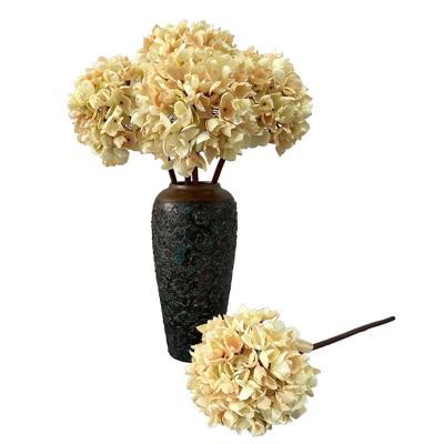 China Silk Real Touch Pink Hydrangea Vase Flower Arrangement Party Artificial Flowers Silk Hydrangea For Home Wedding Decoration for sale