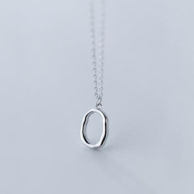 China 100% Environmental Friendly 925 Sterling Silver Geometric Hollow Oval Round Pendant Necklaces For Women Silver 925 Jewelry Wholesale for sale