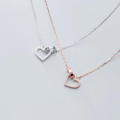 China Real Heart Environmental Friendly 925 Sterling Silver Sweet Round Cross Shining CZ Clavicle Pendant Necklace For Women Jewelry S925 for sale