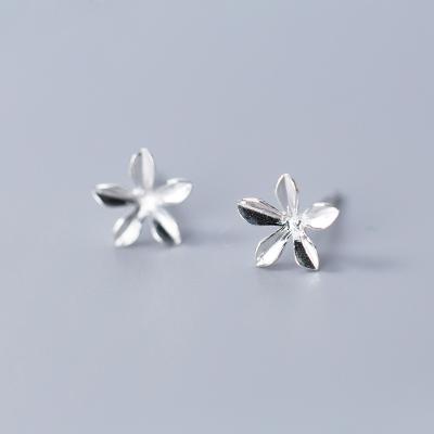 China 2019 New Fashion Jewelry 925 Sterling Silver Five Petal Flower Environmental Friendly Stud Earring For Women And Girls Gift Jewelry for sale