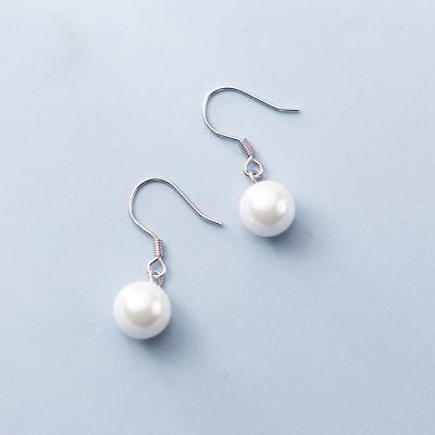 China Environmental Friendly Wholesale Jewelry 925 Sterling Silver Imitation Pearl Drop Earrings for sale