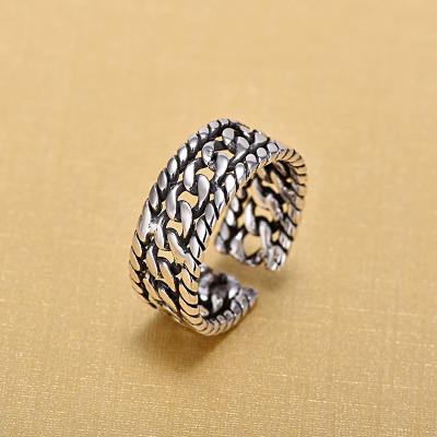 China Environmental Friendly Wholesale 925 Sterling Silver Chain Braided Open Finger Rings For Best Friend Gifts for sale