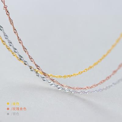 China S925 Sterling Silver Jewelry Water Wave Environmental Friendly Silver Gold Rose Chain Necklaces Jewelry for sale