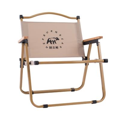 China Custom Lightweight Portable Folding Chair Camping Fishing Beach Chair Logo Light Weight New Kermit Wooden Outdoor Furniture for sale