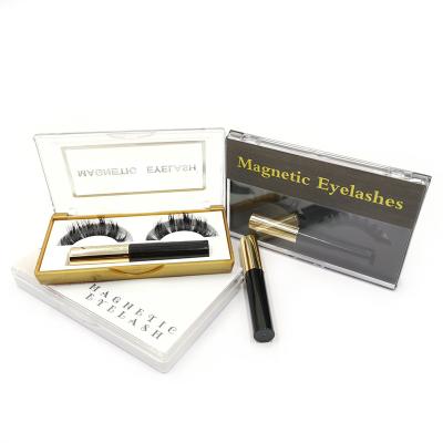 China New Fashion Design Styles Good Quality Handmade Natural Long 3D Magnets Lashes Non Stick Magnetic Eyeliner Silk False Eyelashes for sale