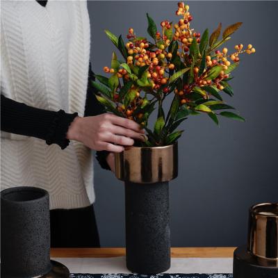 China Living Room Decoration Black Flower Vases Luxury Art Ornament Minimalist Creative Home Wedding Ceramic Vases For Table Top for sale