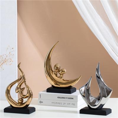 China Ceramic Luxury Home Piece Home Living Room Decor Crafts Gold Gifts Pieces Handmade Modern Interior Ornament Table For Home for sale