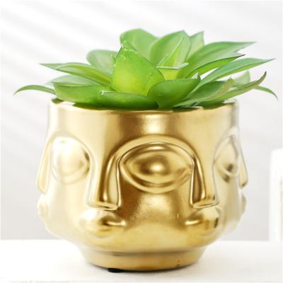 China Gold Modern Decorative Succulent Luxury Porcelain Plant Pots New Arrival Garden Balcony Ceramic Flower Pots and Planters for sale