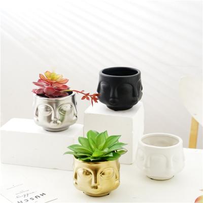 China Hot Sale Modern Luxury Buddha Head Succulent Pots Indoor Outdoor Ceramic Flower Planter Pots For Garden Decoration for sale