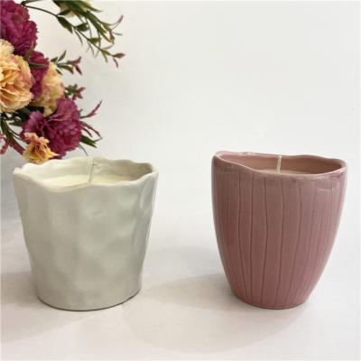 China Modern Nordic Home Wedding Decoration Custom Logo Candle Cups Table Style Decoration Candle Container Ceramic Jars for sale