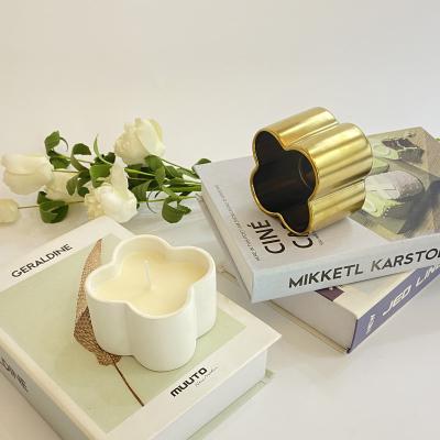 China Wholesale Home Empty Luxury Modern Unique Design Candle Craft Gift Decoration Ceramic Candle Jars For Wedding Decor for sale